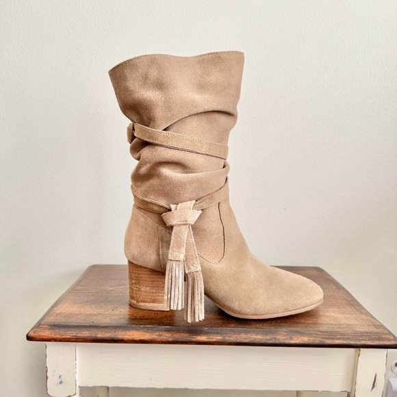 Tan Suede Tassle Boot - Picture 1 of 6